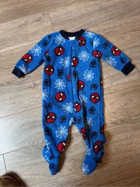 Marvel Blue Spider-Man Fleece Footed One-Piece